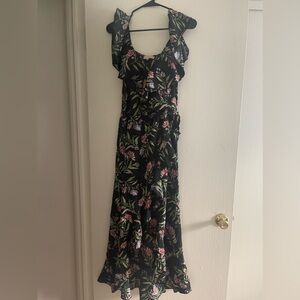 Long black floral dress